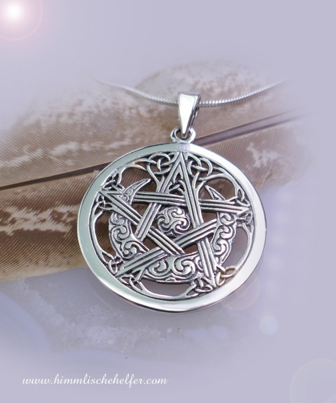 Pentagramm Anhänger Bronze mit Mond Schutzsymbol Talisman Fünfstern