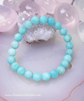 Amazonit Edelsteinarmband auf elastischem Band ca. 8mm, Erzengel Gabriel - Lebenskraft, Selbstvertrauen, Auraschutz