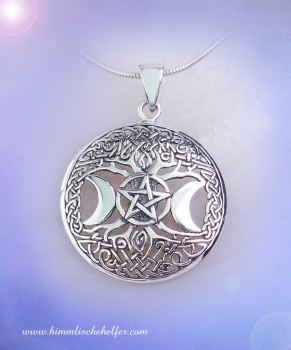 Amulett Lebensbaum Anhänger mit Pentagramm und Mondsicheln - Liebe, Schutz, Lebenskraft