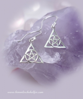 Pentagramm Ohrringe, 925er Silber - Schutz