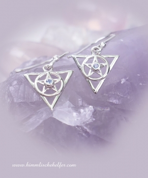 Pentagramm Ohrringe mit Topaz, 925er Silber - Schutz