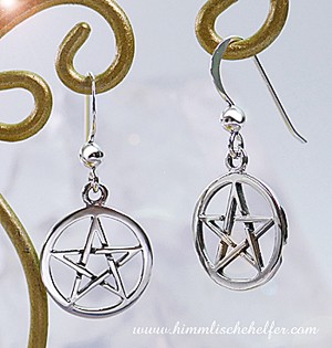 Pentagramm Ohrringe, 925er Silber - Schutz