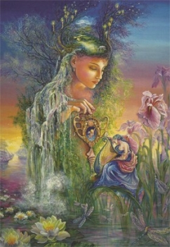 Undine, Wasserfall des Lebens - Grusskarte
